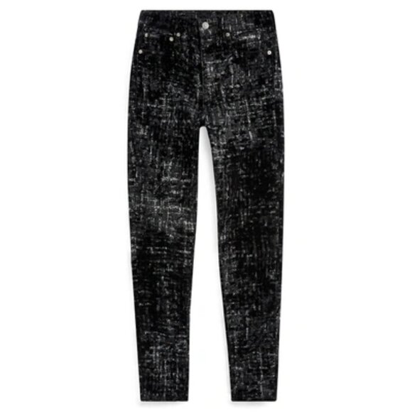 NWT Polo Ralph Lauren skinny high rise ankle black velvet-like glitter jeans - Picture 6 of 16